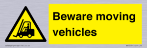 Beware moving vehicles with Warning forklift symbol